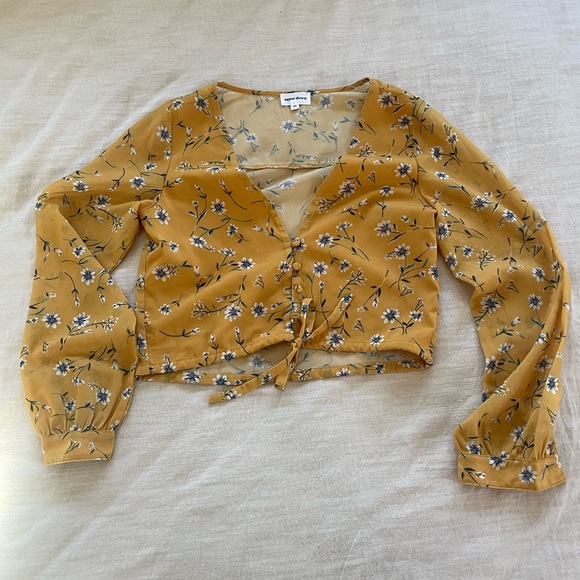 Superdown (Revolve) yellow floral top, size XS - Picture 1 of 3